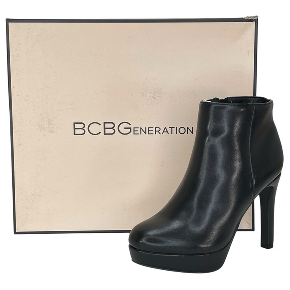 BCBGeneration Shoes - BCBGeneration Jeanne Black Faux Leather Heeled Womens Booties Size 5M